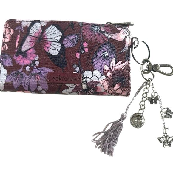 The Sak Sakroots Encino Slim Wallet wristlet w/charms of butterfly’s Brand New - Picture 1 of 12